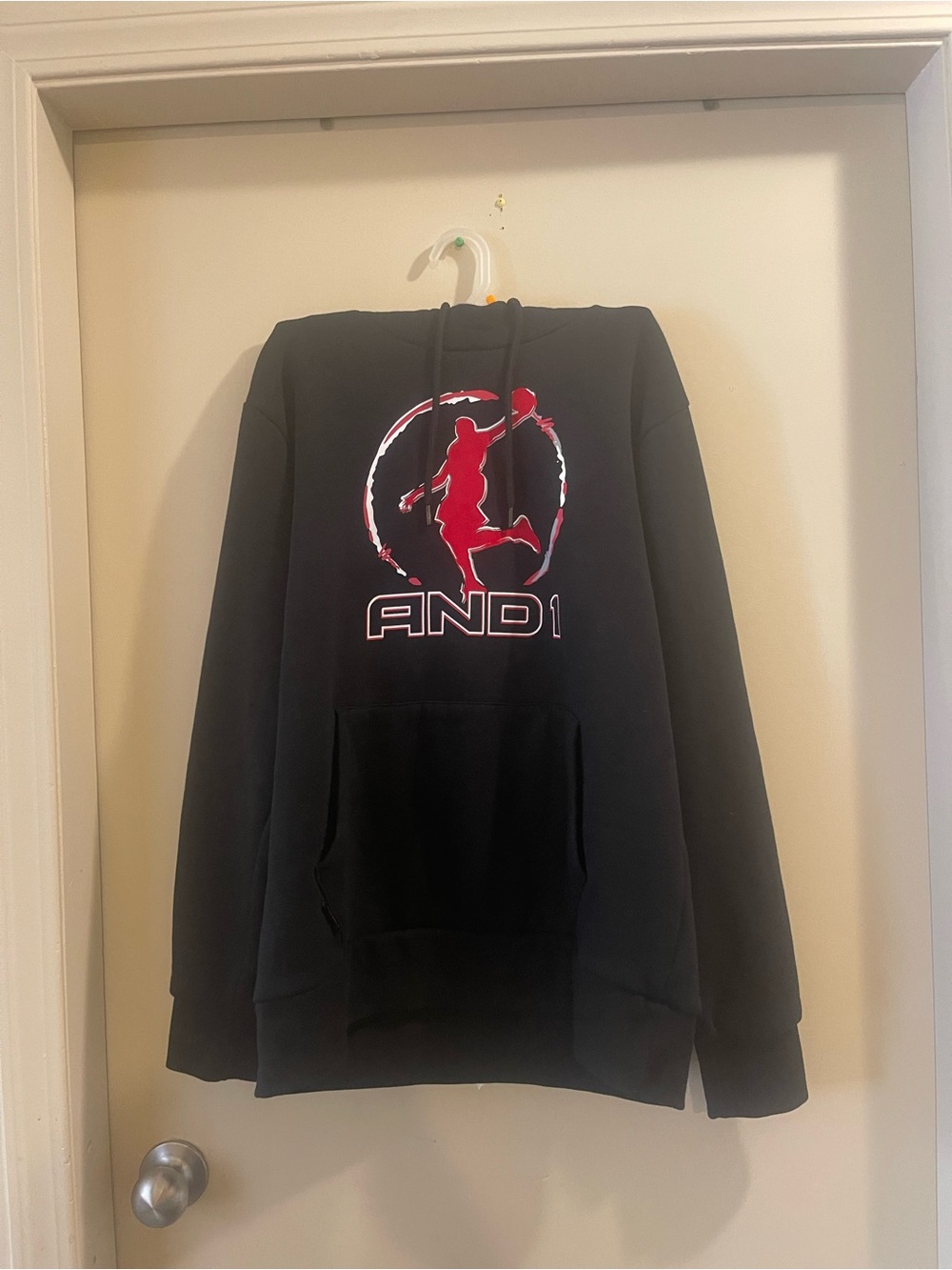 And1 Black Hoodie with Red Logo Graphic